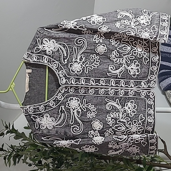 Soft Surroundings Jacket Blazer Womens Size S Cropped 3D Floral Decoration - Picture 1 of 6